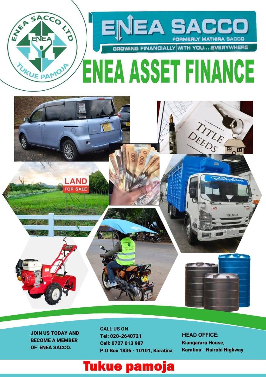 ENEA Asset Finance promotional poster featuring vehicles, land and equipment